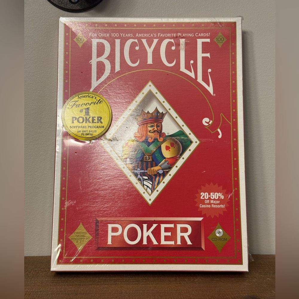 Bicycle Poker CD-ROM Vintage 1996 Sealed NEW  Windows 95 3.1